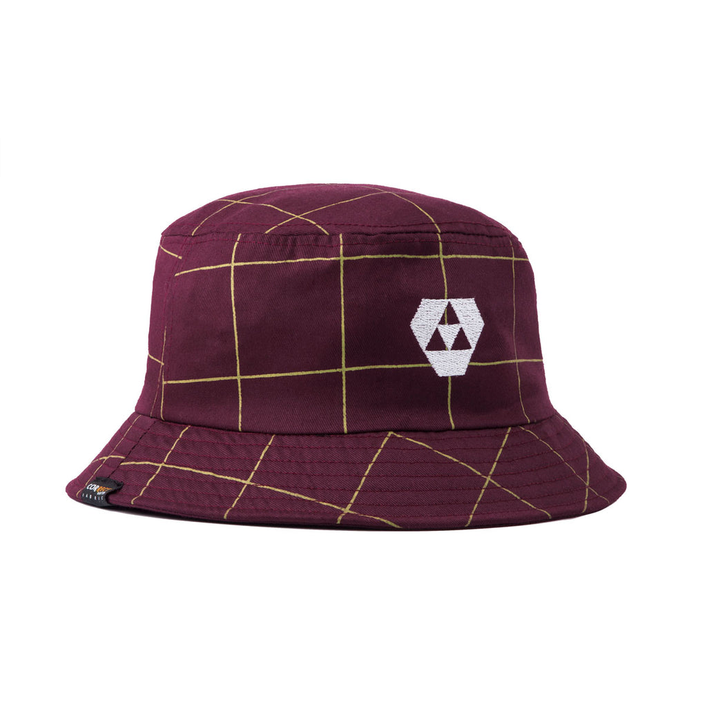 DAILY GRIND FISHER GRID BUCKET HAT MAROON