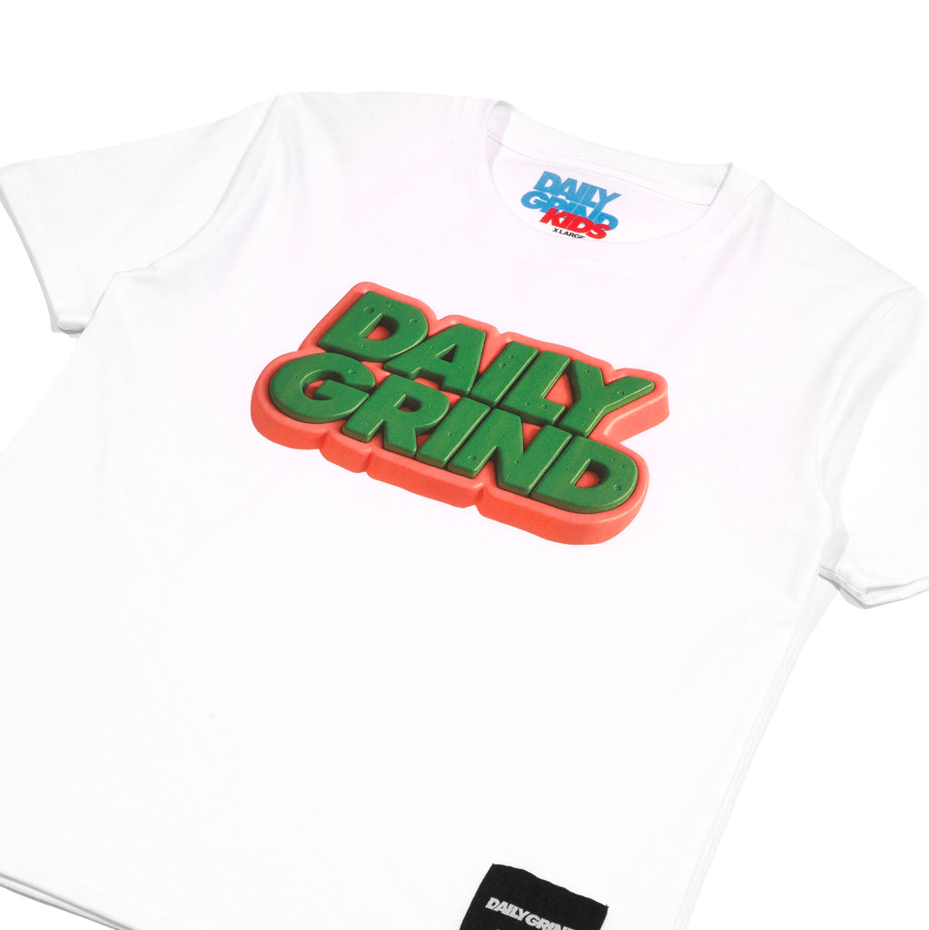 DAILY GRIND KIDS FLUFF TSHIRT FOR KIDS WHITE