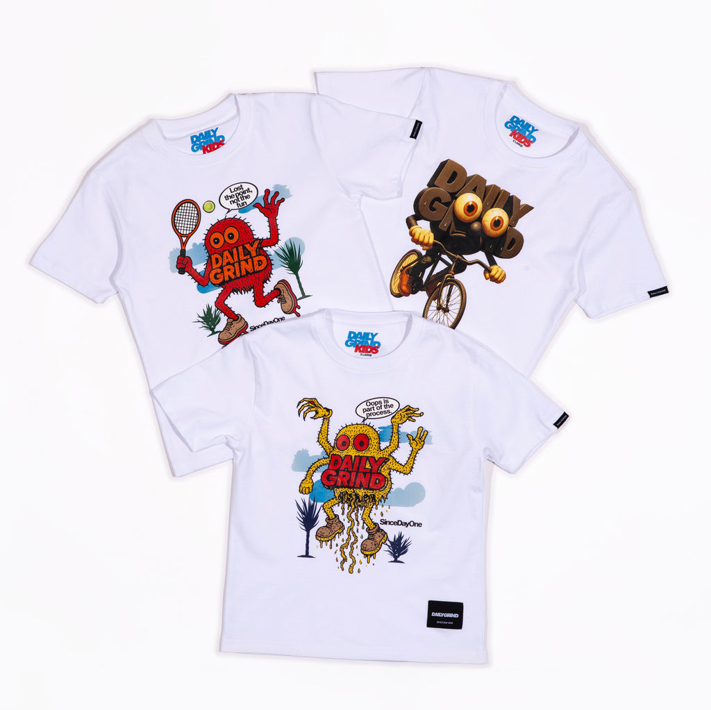 DAILY GRIND KIDS OOPS TSHIRT FOR KIDS WHITE