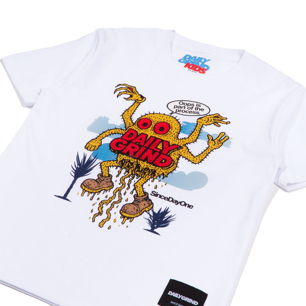 DAILY GRIND KIDS OOPS TSHIRT FOR KIDS WHITE