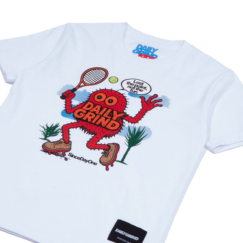 DAILY GRIND KIDS RACKET TSHIRT FOR KIDS WHITE