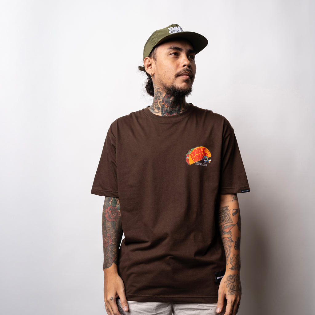 DAILY GRIND TACO&BEER 2 TSHIRT BROWN