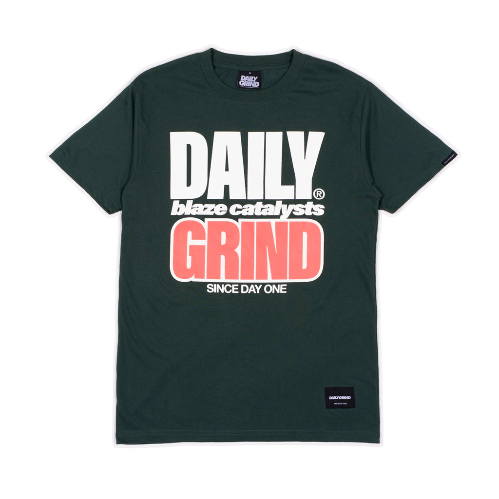 DAILY GRIND BLAZE STREAKED TSHIRT MOSS GREEN
