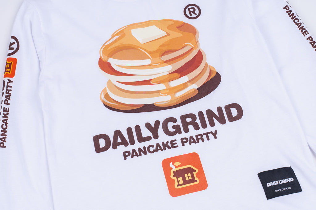 DAILY GRIND KIDS PANCAKE PARTY LONGSLEEVES FOR KIDS WHITE