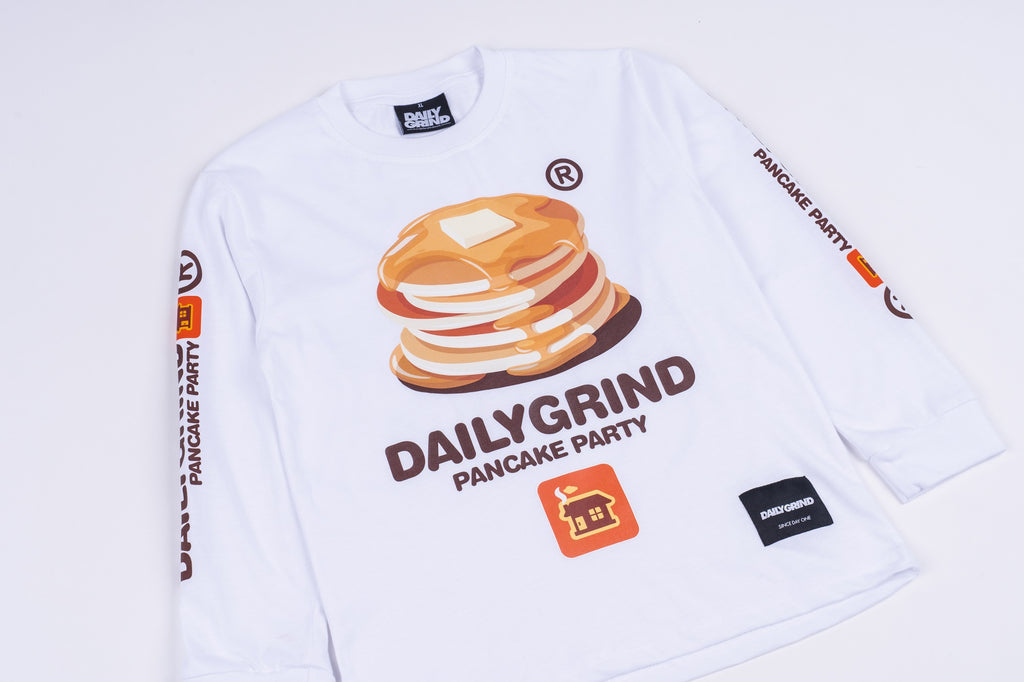 DAILY GRIND KIDS PANCAKE PARTY LONGSLEEVES FOR KIDS WHITE