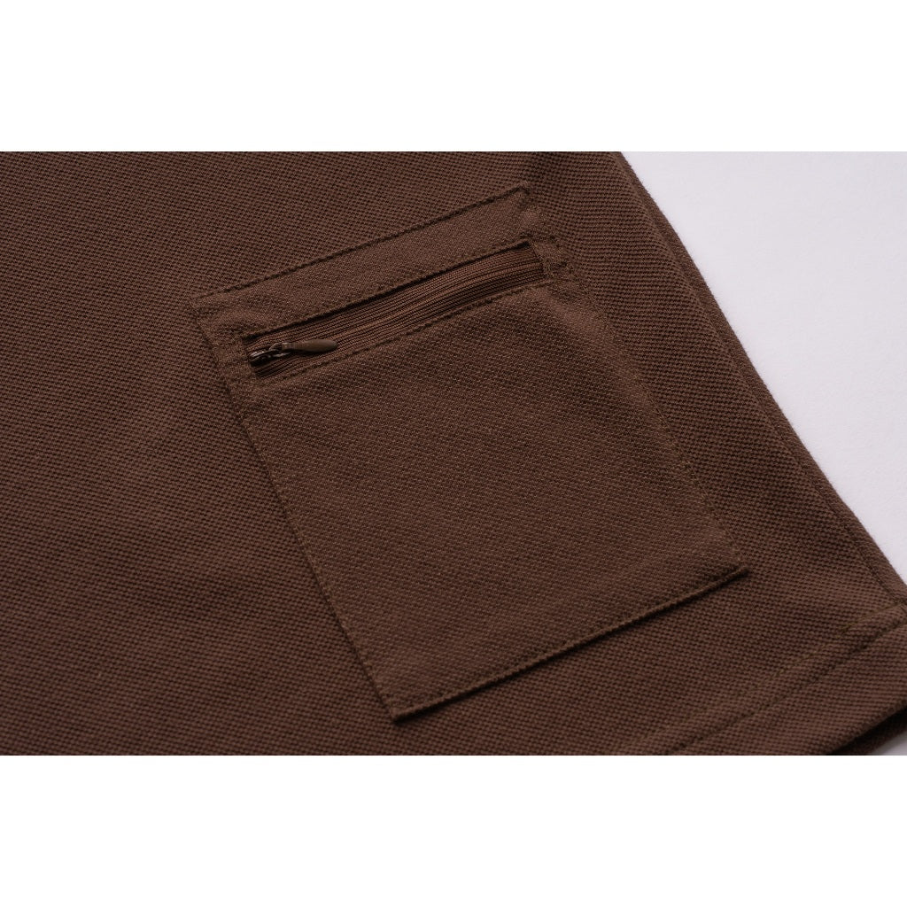 DAILY GRIND SHEAR ZIP POLO SHIRT BROWN