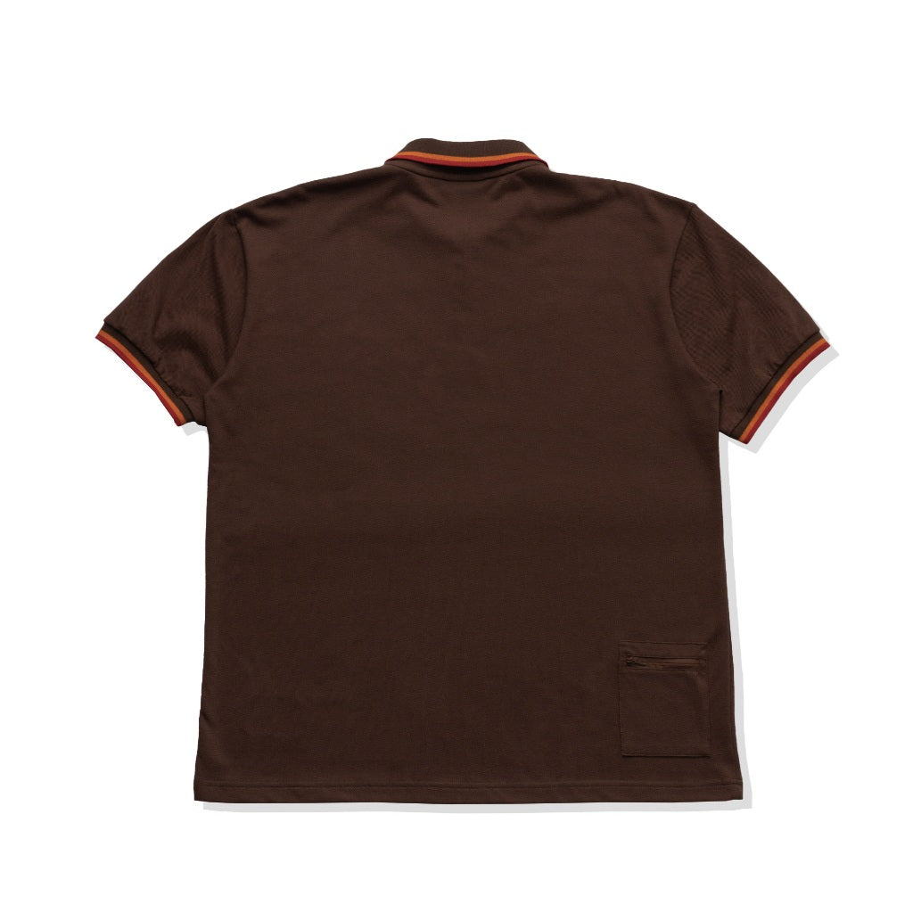 DAILY GRIND SHEAR ZIP POLO SHIRT BROWN