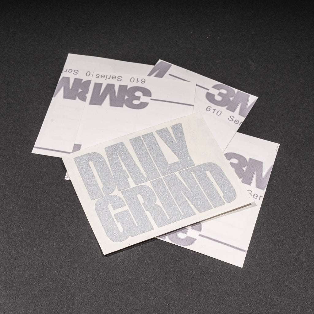 DAILY GRIND ‘BLAZE’ CUTOUT STICKER ON 3M REFLECTIVE STICKER
