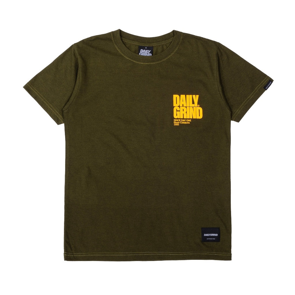 DAILY GRIND BLAZE WASHED TSHIRT FATIGUE/YELLOW
