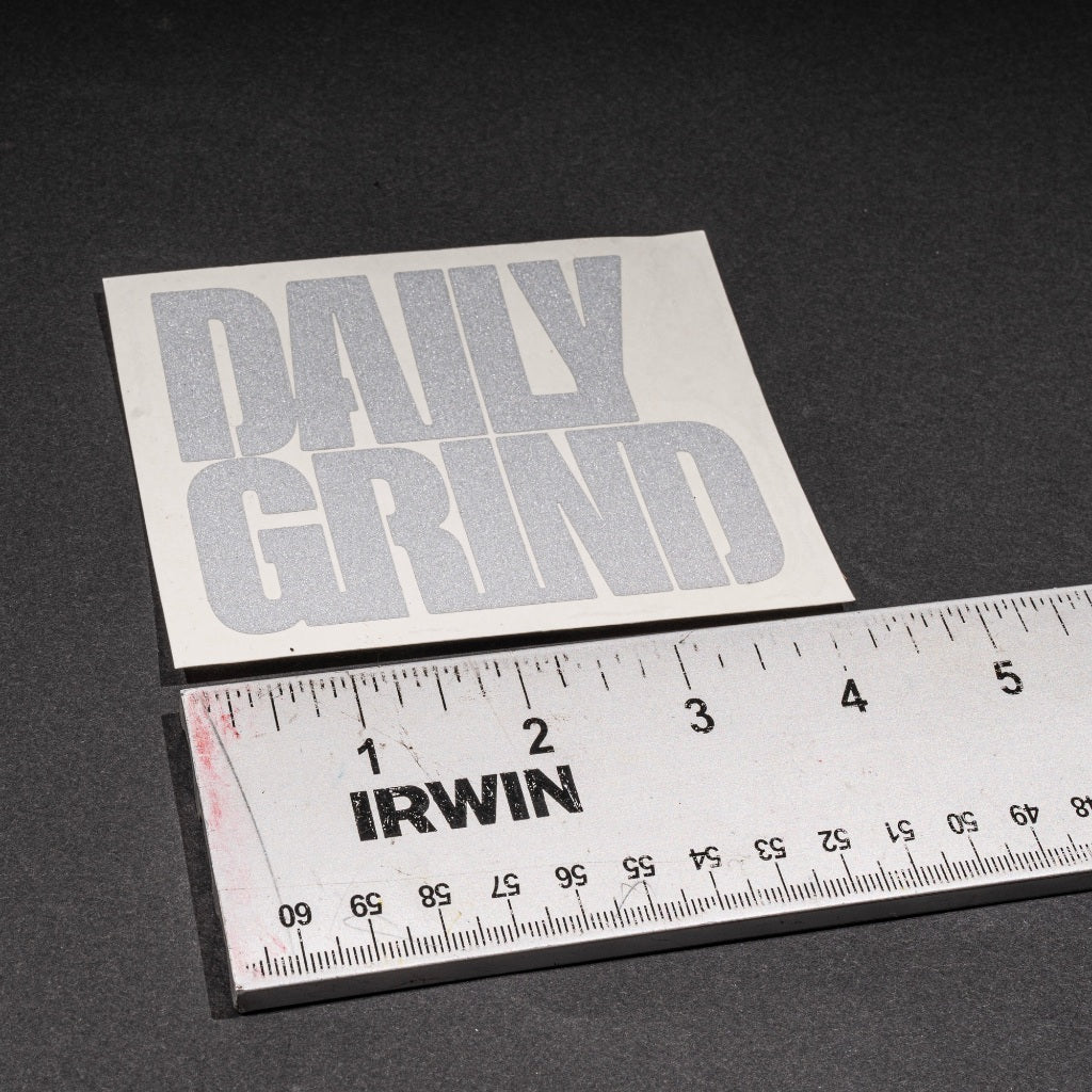 DAILY GRIND ‘BLAZE’ CUTOUT STICKER ON 3M REFLECTIVE STICKER