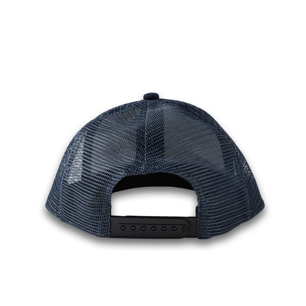 DAILY GRIND BLAZE TRUCKER CAP NAVY BLUE