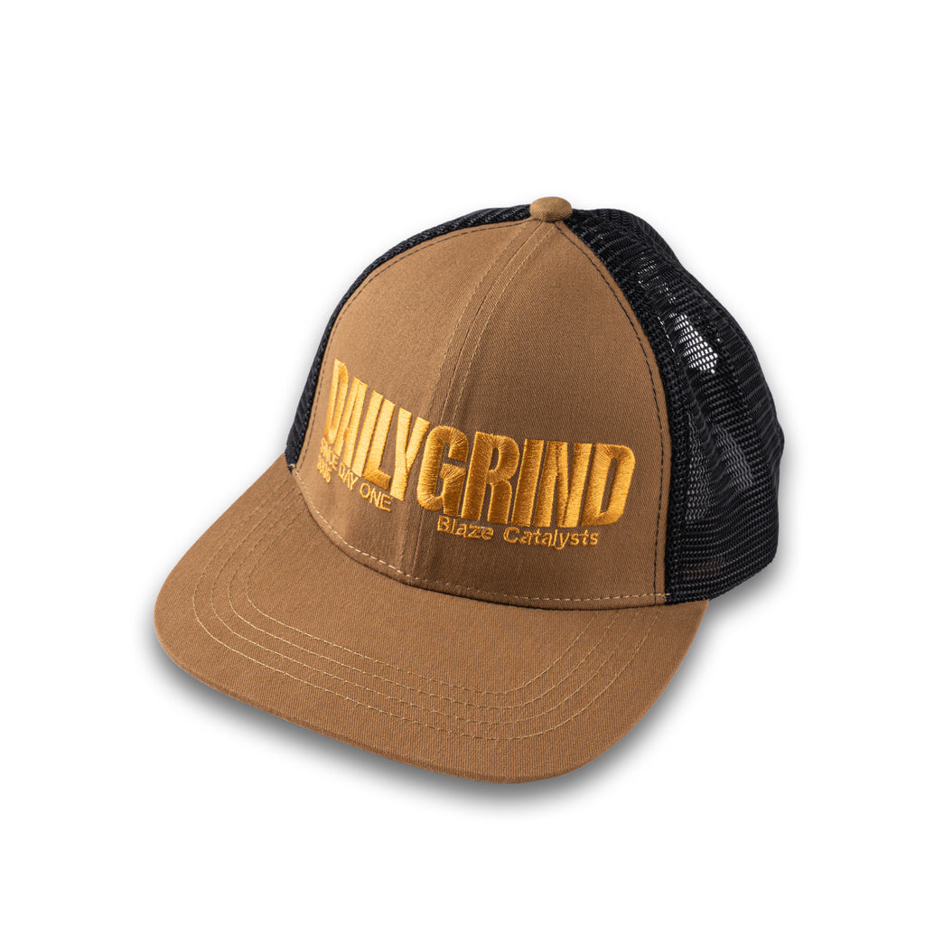 DAILY GRIND BLAZE TRUCKER CAP KHAKI