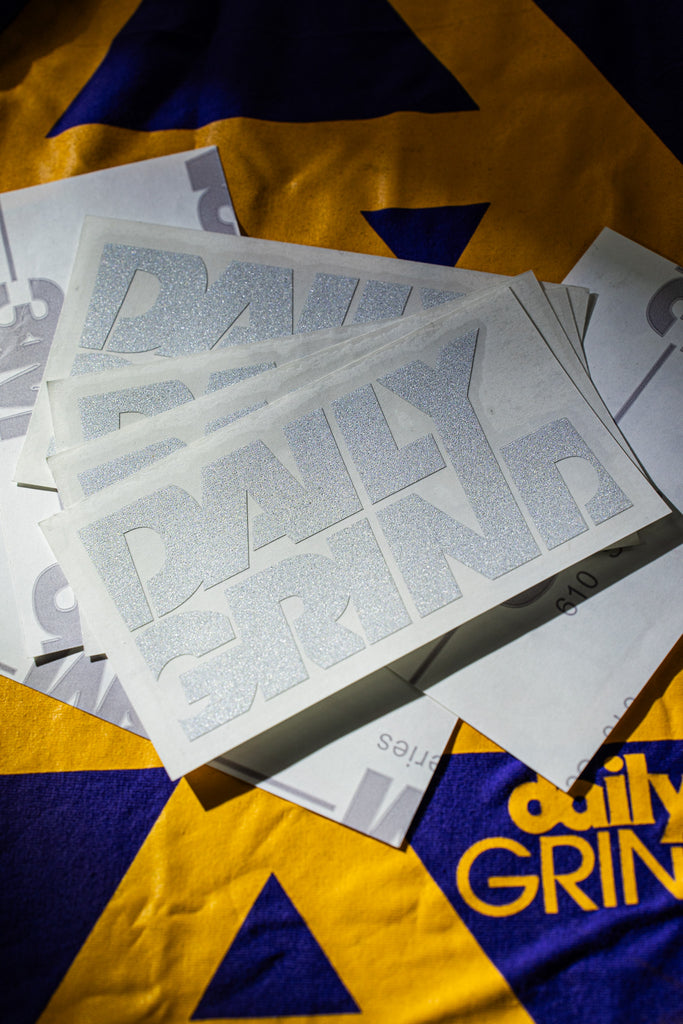 DAILY GRIND ‘SHEAR’ CUTOUT STICKER ON 3M REFLECTIVE STICKER