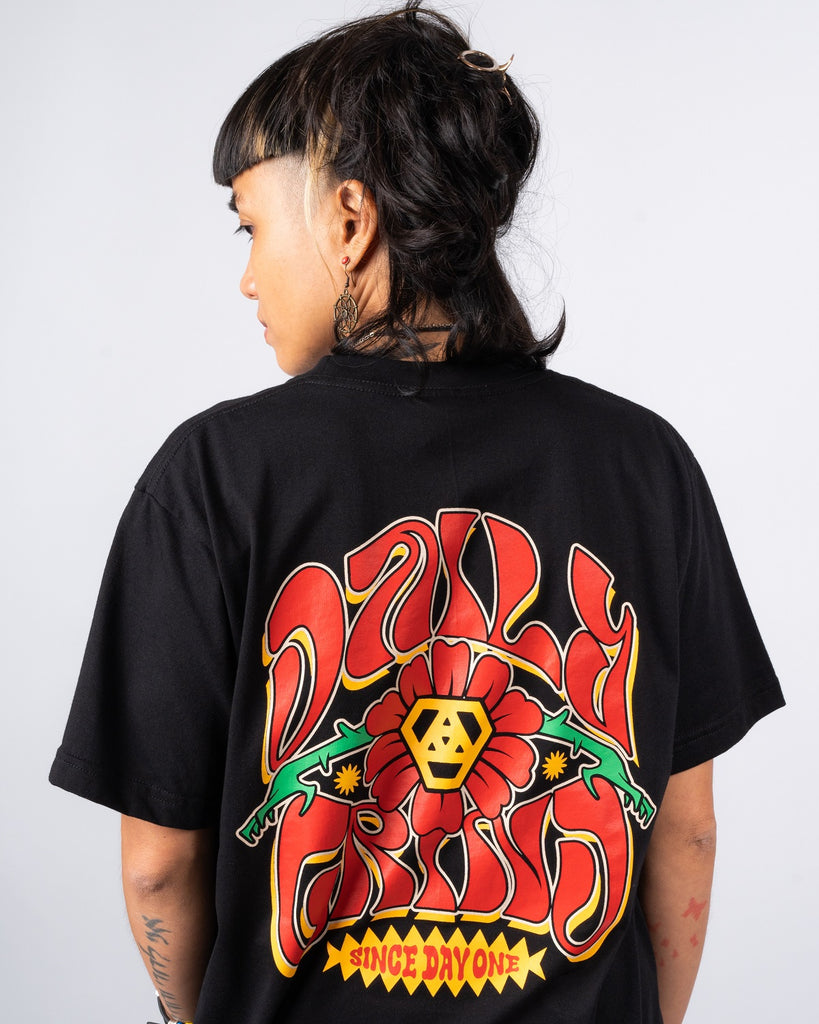 DAILY GRIND FLOWER RUSH TSHIRT BLACK